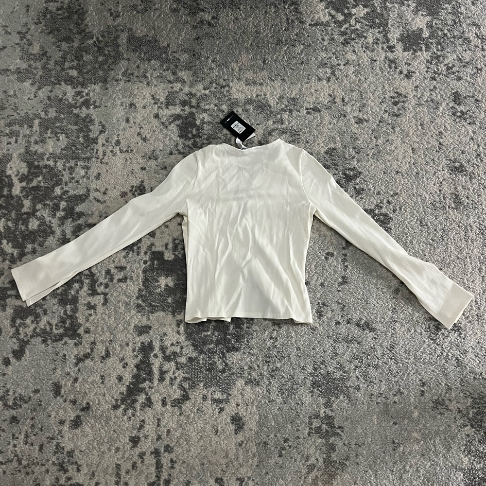Two Way Zipper Ribbed Cardigan Top - Picture 4 of 6